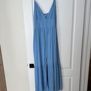 Abercrombie & Fitch Light Blue Button-Down Maxi Dress